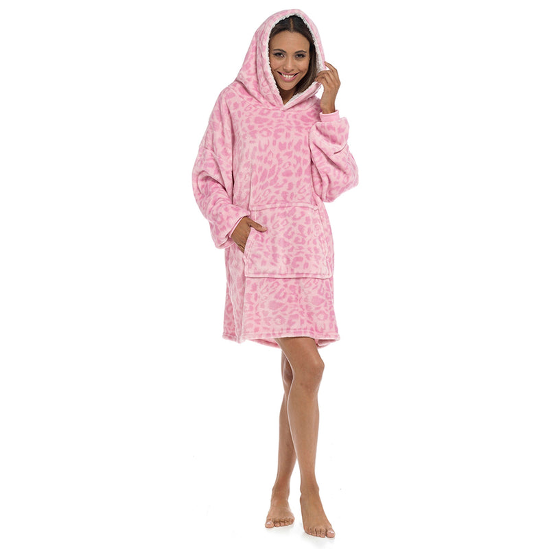 Ladies Fleece Lined Blanket Hoodie | Cute Loungewear Top with Hood