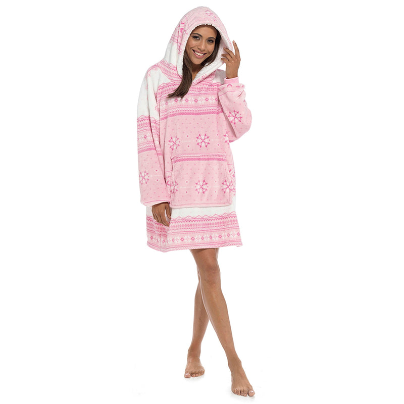 Ladies Fleece Lined Blanket Hoodie | Cute Loungewear Top with Hood
