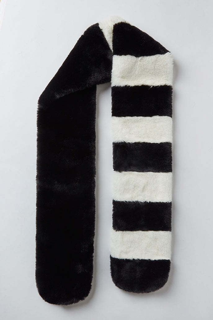 Lotan  Black and White Faux Fur Scarf