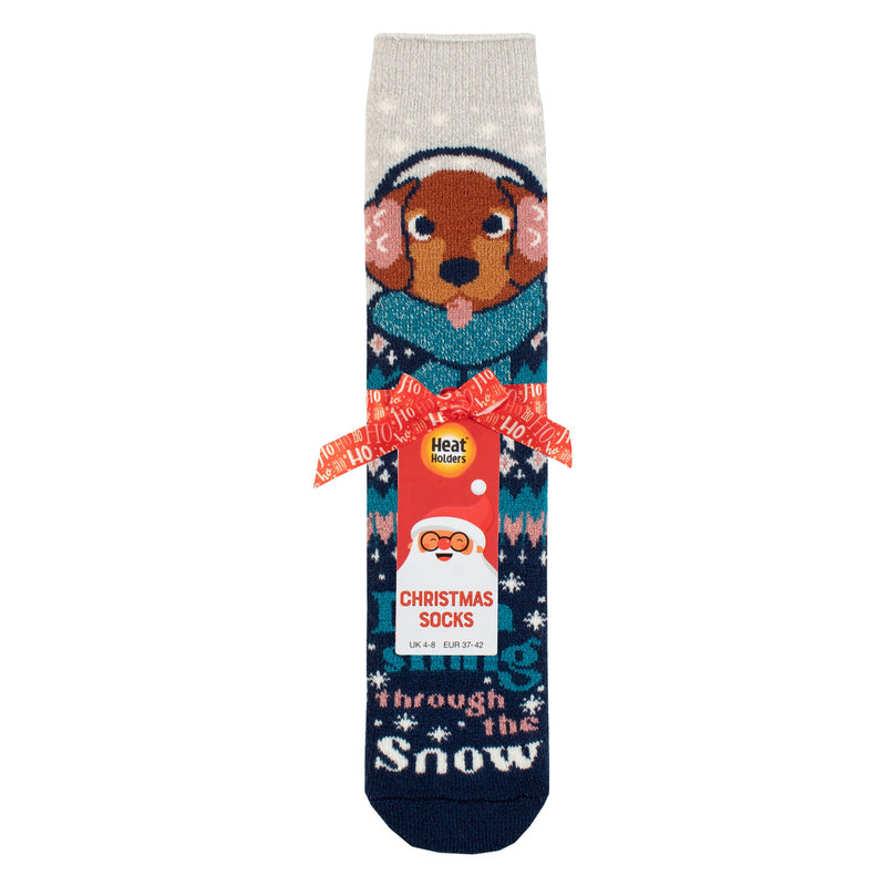 Ladies Lite Thermal Christmas Novelty Patterned Socks