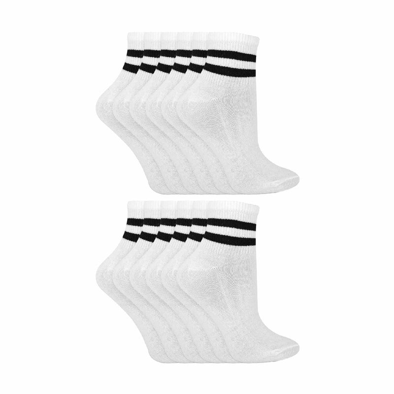 12 Pack Ladies Ankle Cotton Striped Socks