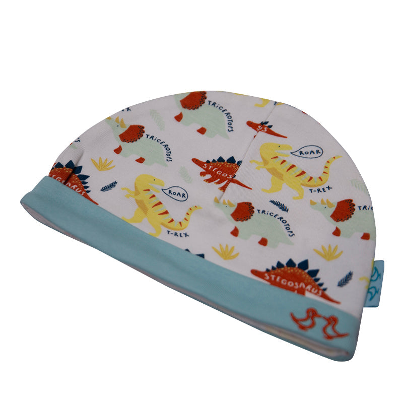 Dinosaur Print Yellow Baby Hat Set