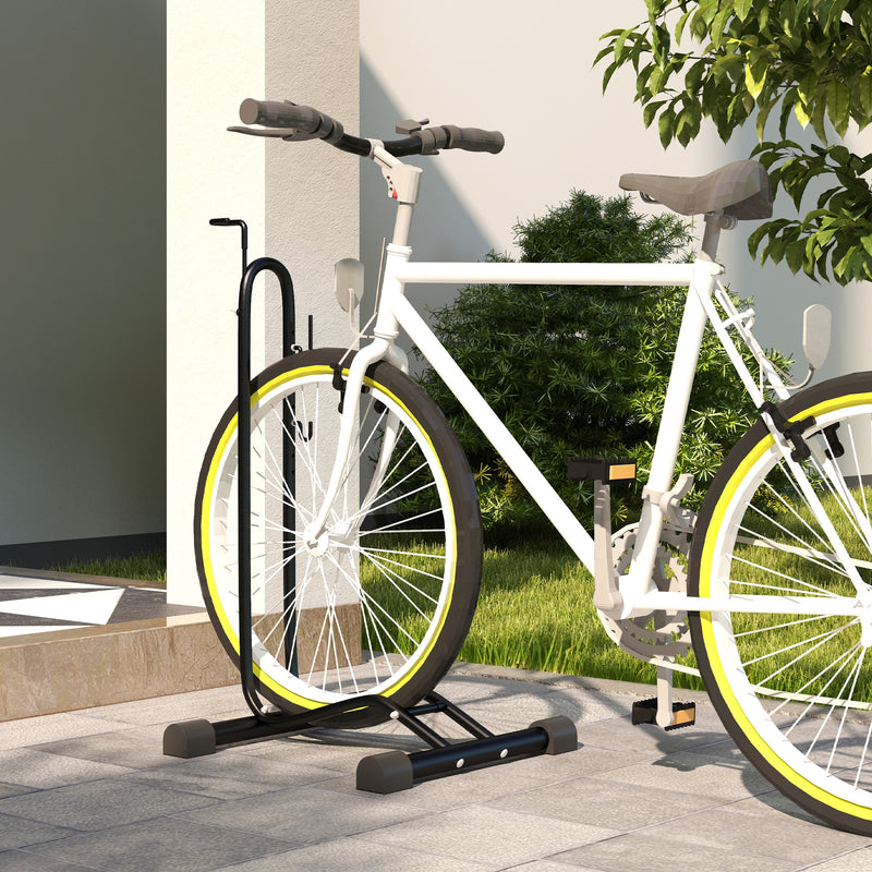 SPORTNOW Vertical & Horizontal Bike Rack Fits 6"-28" and 700c Bikes, Black
