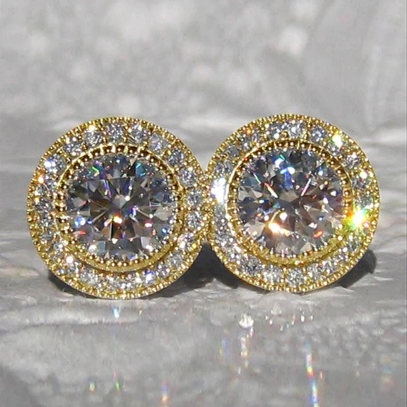 Small Round CZ Stud Earrings for Women – Ladies Jewellery Earring Pair Elegant