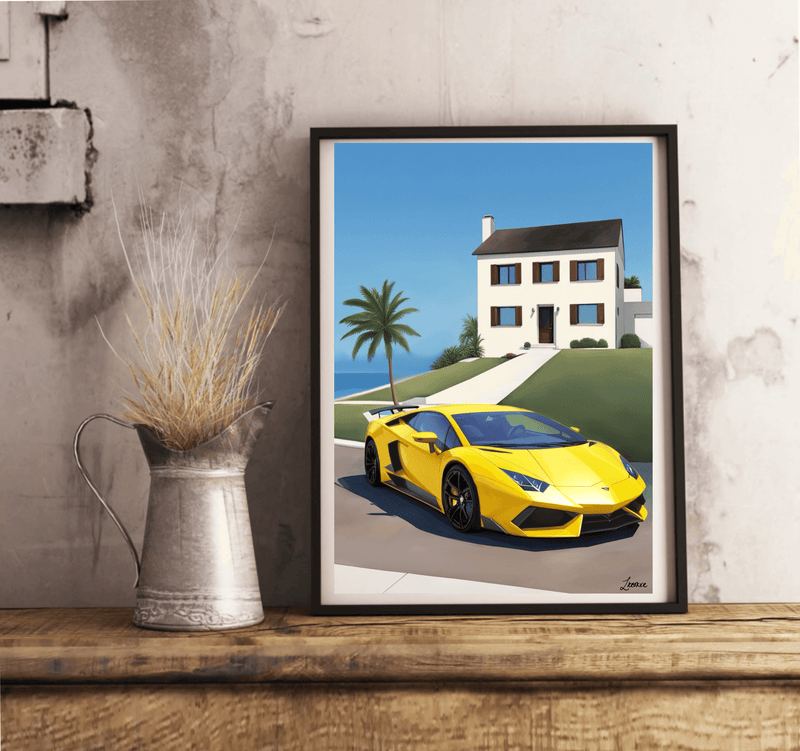 Luxury Car Print | Oceanfront Supercar Wall Art Decor