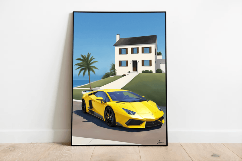 Luxury Car Print | Oceanfront Supercar Wall Art Decor