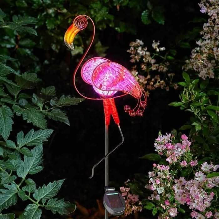 Large Solar Powered LED Garden Stake Light - Flamingo