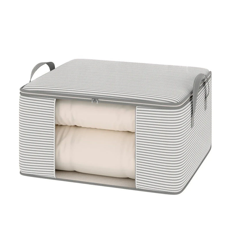 Large Thickened Beige/Grey Clothes & Quilt Storage Bag Foldable Box Organiser