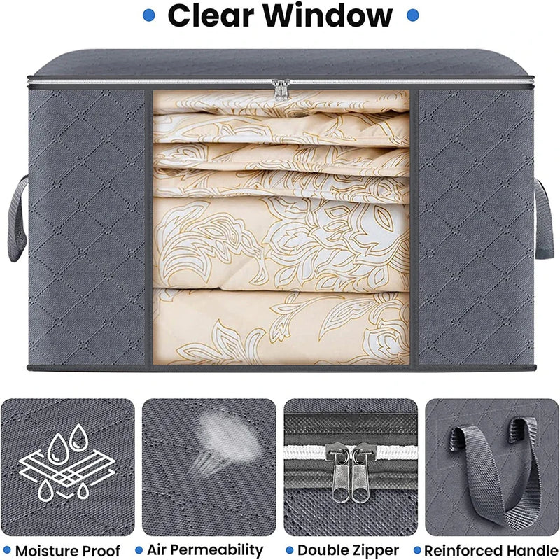 Large Capacity Foldable Clothes Storage Bag - Blanket & Closet Organiser for Bedroom