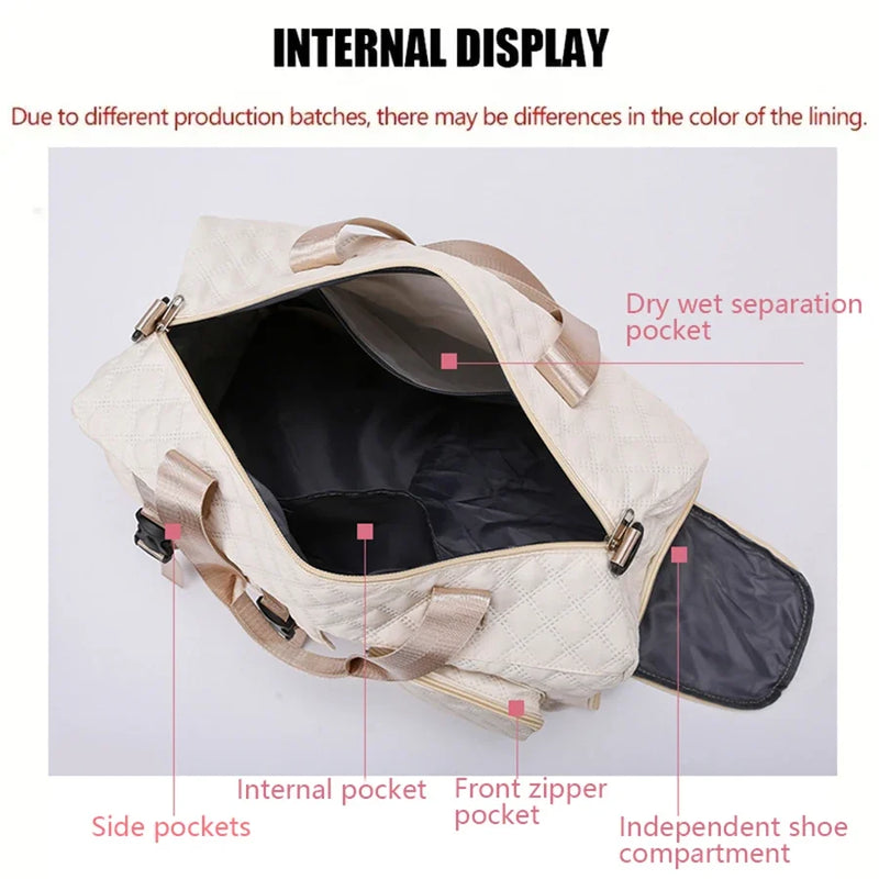 Womens Large Travel Duffle Bag - Portable Sports Gym Shoulder Shoe Compartment