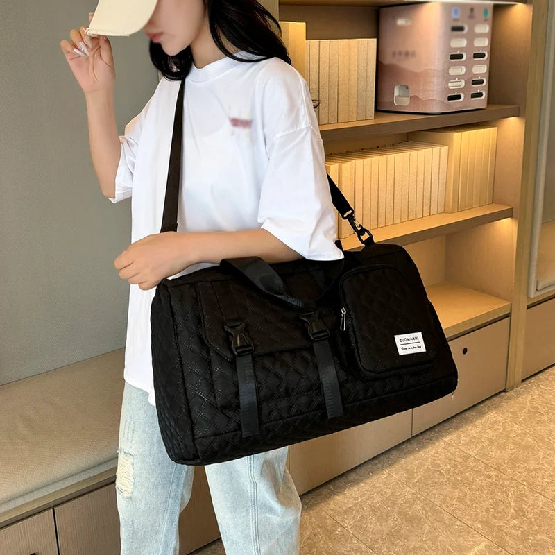 Womens Large Travel Duffle Bag - Portable Sports Gym Shoulder Shoe Compartment