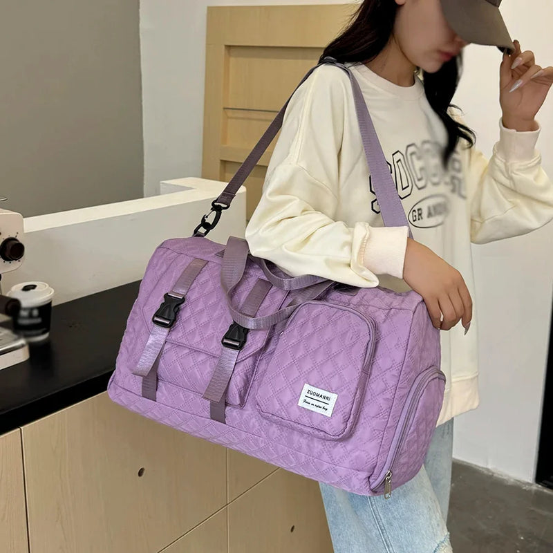 Womens Large Travel Duffle Bag - Portable Sports Gym Shoulder Shoe Compartment