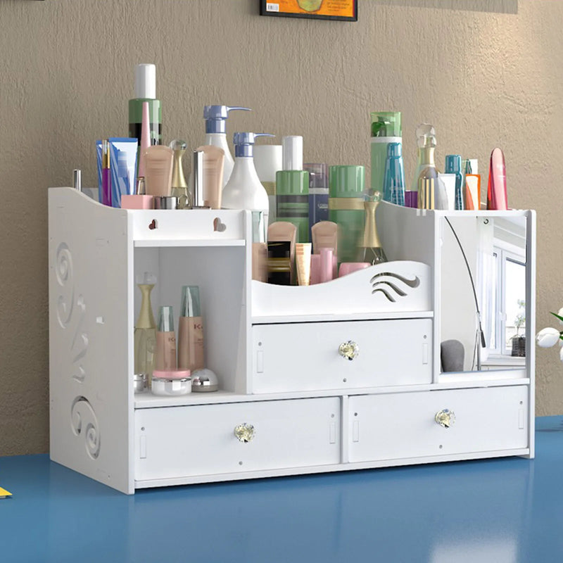 Large White Makeup Organiser Cosmetic & Jewellery Storage Box Drawers Dressing Table
