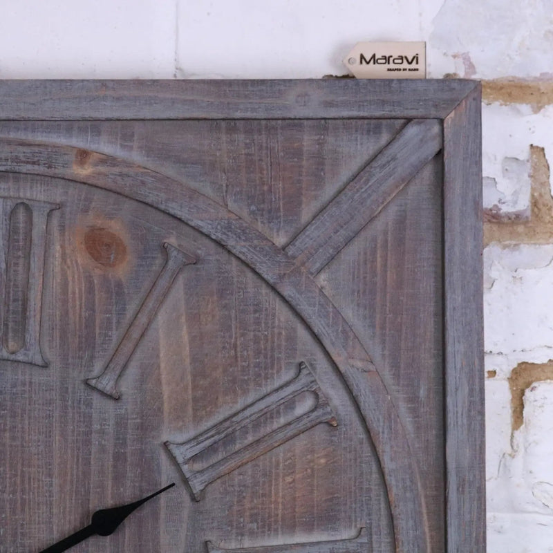 Large Square Wooden Clock 60cm 2 Colours