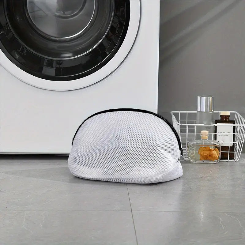 Curved Laundry Bag for Shoes - Multipurpose Fabric Washing Machine Protector with Zipper Closure