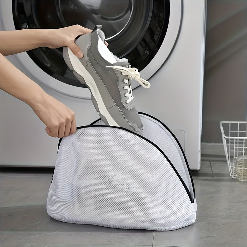 Curved Laundry Bag for Shoes - Multipurpose Fabric Washing Machine Protector with Zipper Closure