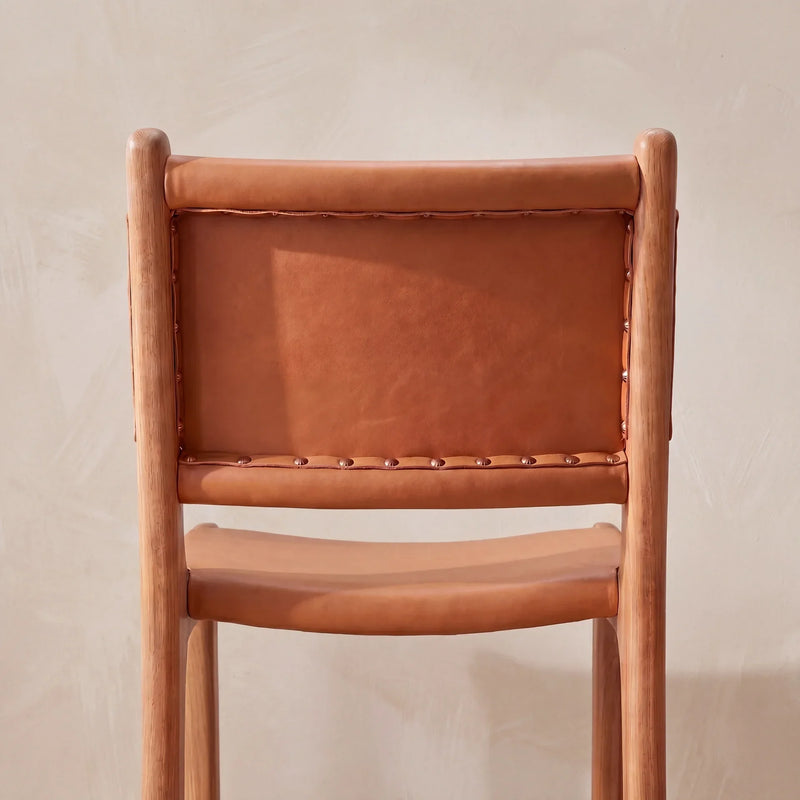 Zara Teak & Leather Bar Stool