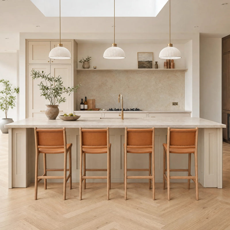 Zara Teak & Leather Bar Stool