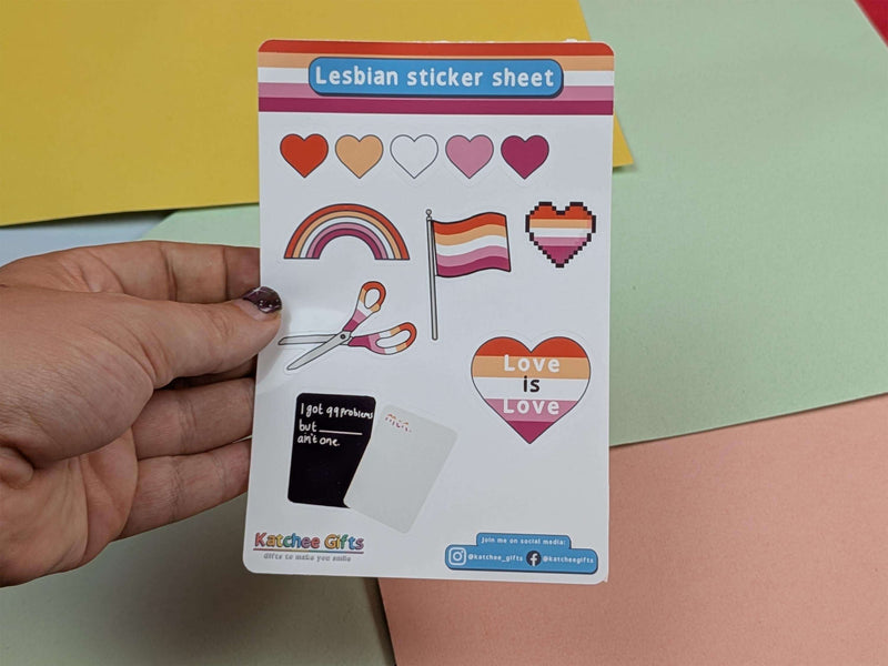 Lesbian Pride sticker sheet