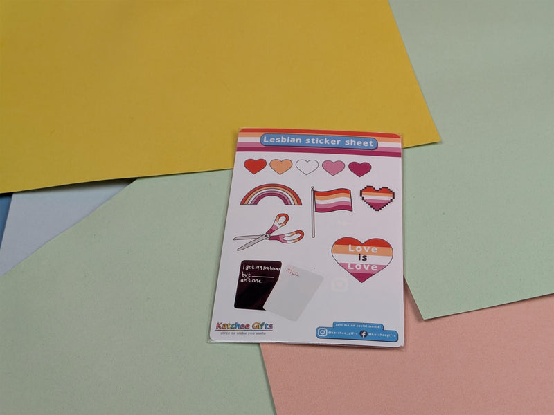Lesbian Pride sticker sheet