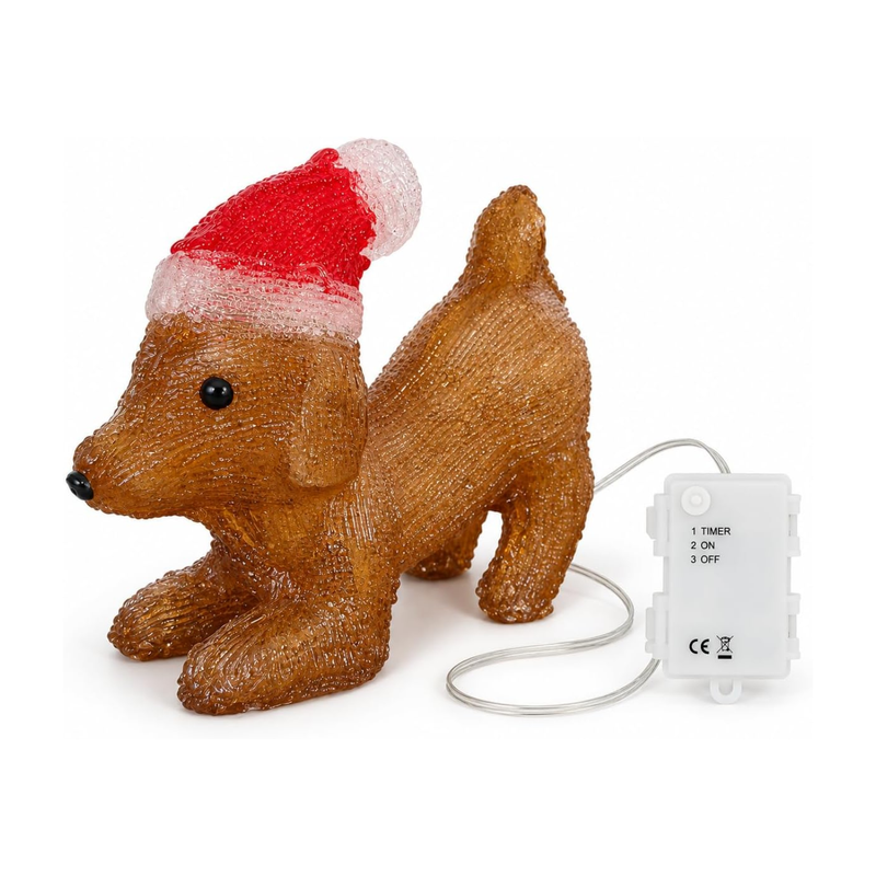 Light Up Acrylic Puppy Christmas LED Decoration