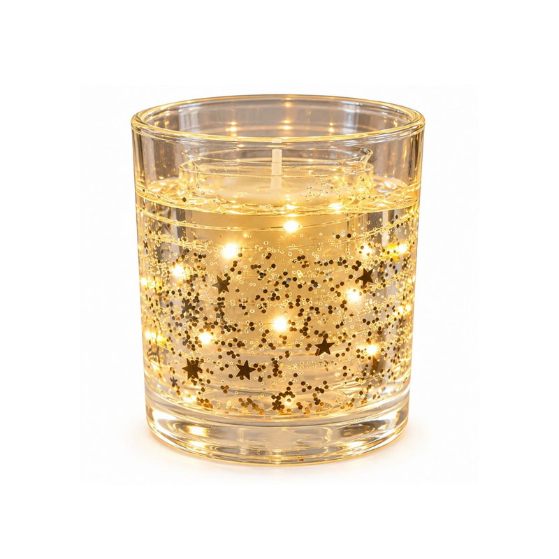 Silver Star Christmas Candle with LED Lights