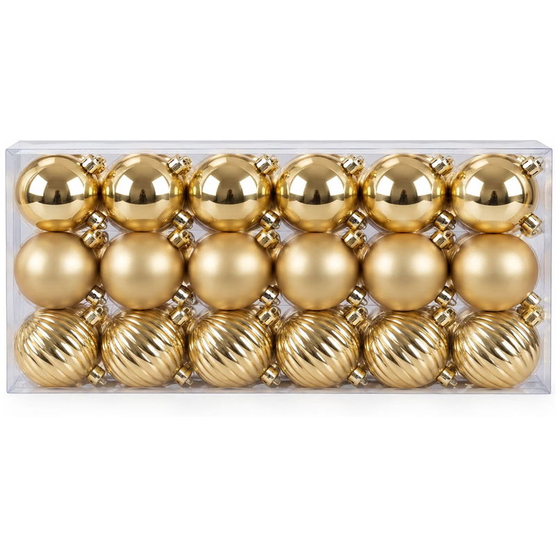 36 Pack Champagne Baubles Christmas Tree Decorations