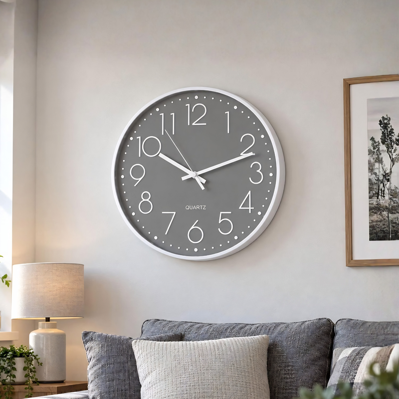 50cm Grey Quartz Kitchen Wall Clock