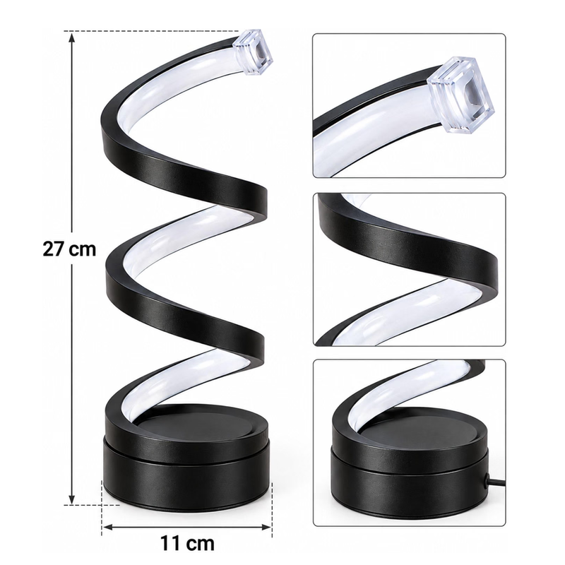 Black Spiral LED Table Lamp
