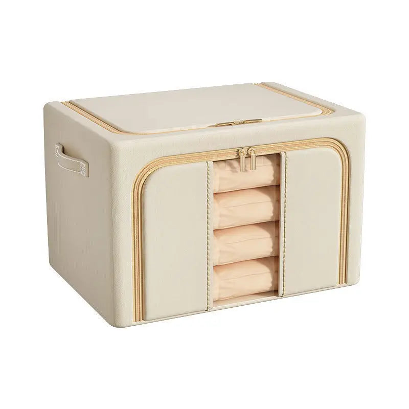 Light Blue Large Capacity Clothes Storage Box – Foldable with Steel Frame 24L