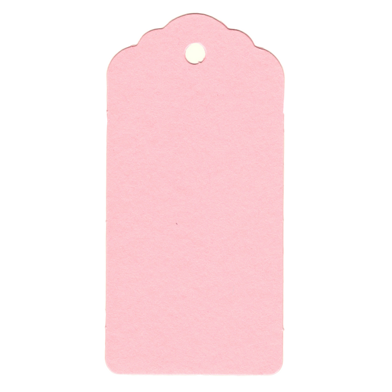 100 Rectangle Scalloped Gift Tags with White Satin Ribbon - 21 Colours Christmas