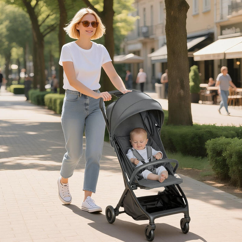 Lightweight Ultra Compact Foldable Baby Stroller Pushchair with Canopy Grey