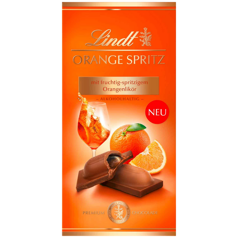 Lindt | Orange Spritz Milk Chocolate | 100g Liqueur Bar | Aperol