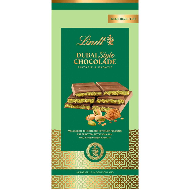 Lindt | Dubai Milk Chocolate Pistachio & Pastry | 145g Bar