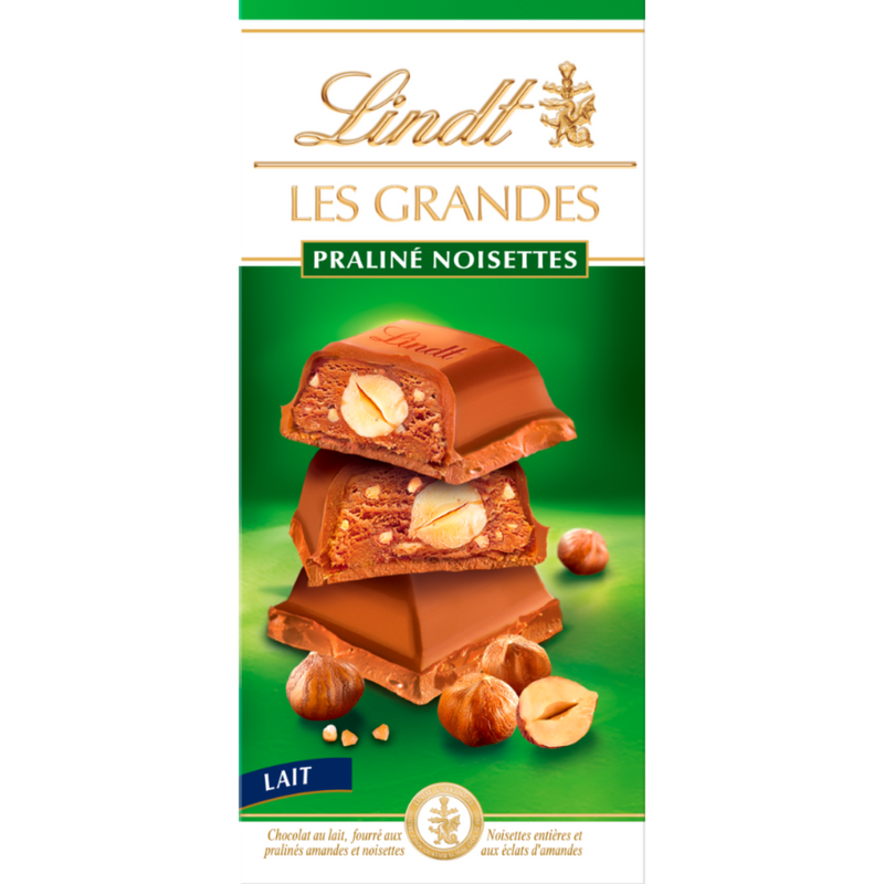 Lindt Les Grandes | Hazelnut Milk Chocolate | 225g Bar