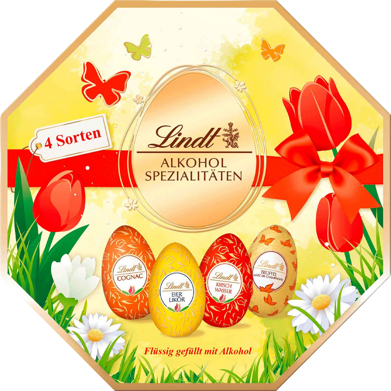 Lindt Liqueur Easter Eggs Gift Box | 4 varieties | 12 eggs | 216g