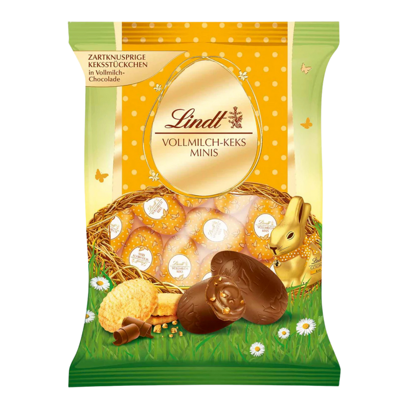 Lindt | Crispy Biscuit Mini Milk Chocolate Eggs | 100g Bag