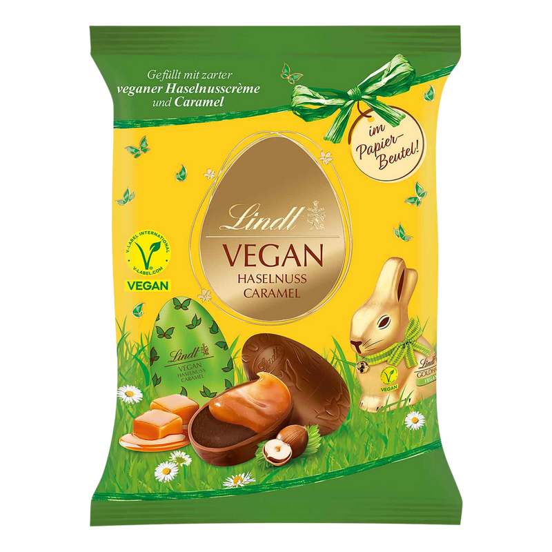 Lindt | VEGAN Hazelnut Caramel Eggs | 90g Bag