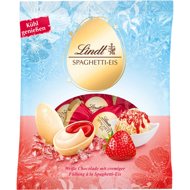 Lindt | Strawberry & Cream White Chocolate Eggs | 90g Bag