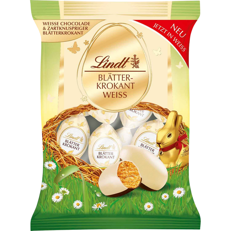 Lindt | Toffee Hazelnut Brittle White Chocolate Eggs | 85g Bag