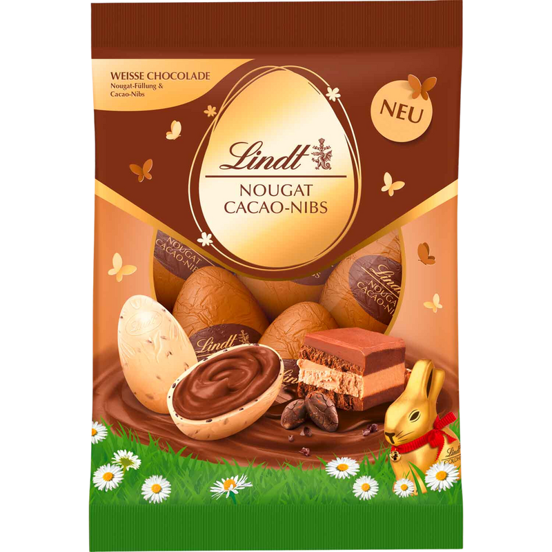 Lindt | Nougat Cocoa Nib White Chocolate Eggs | 90g Bag