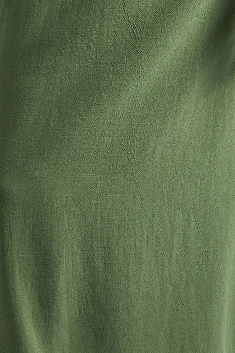 Lloyd Linen Mix Button Side Midi Skirt - Green