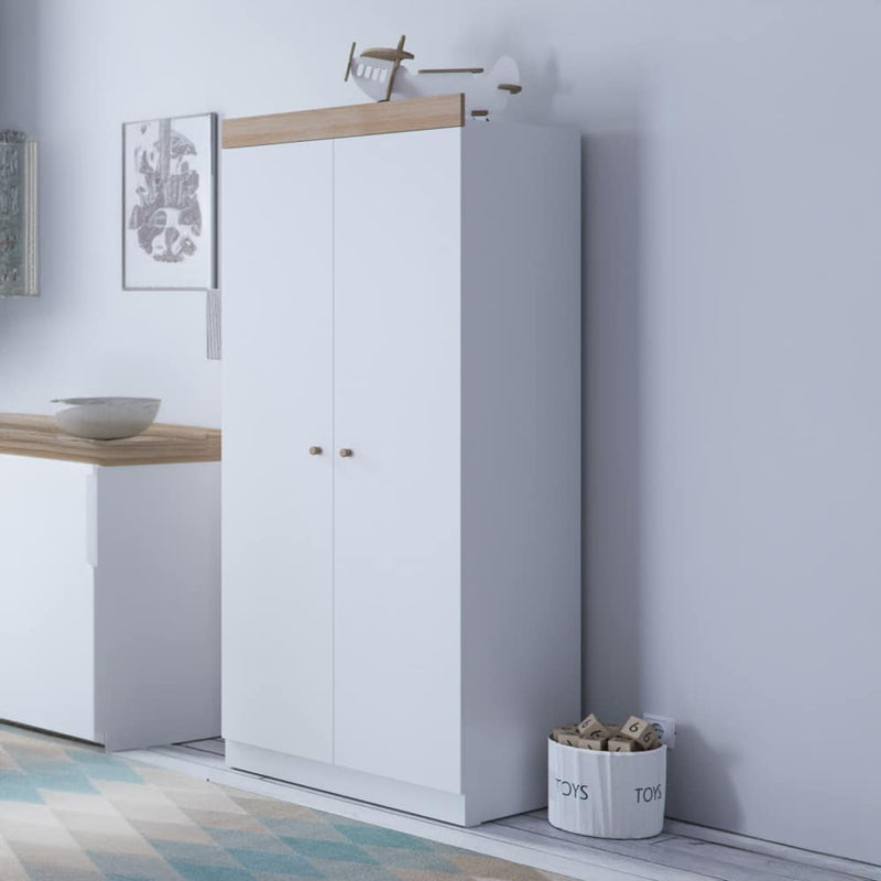Little Acorns Burlington Double Nursery Wardrobe – White & Oak