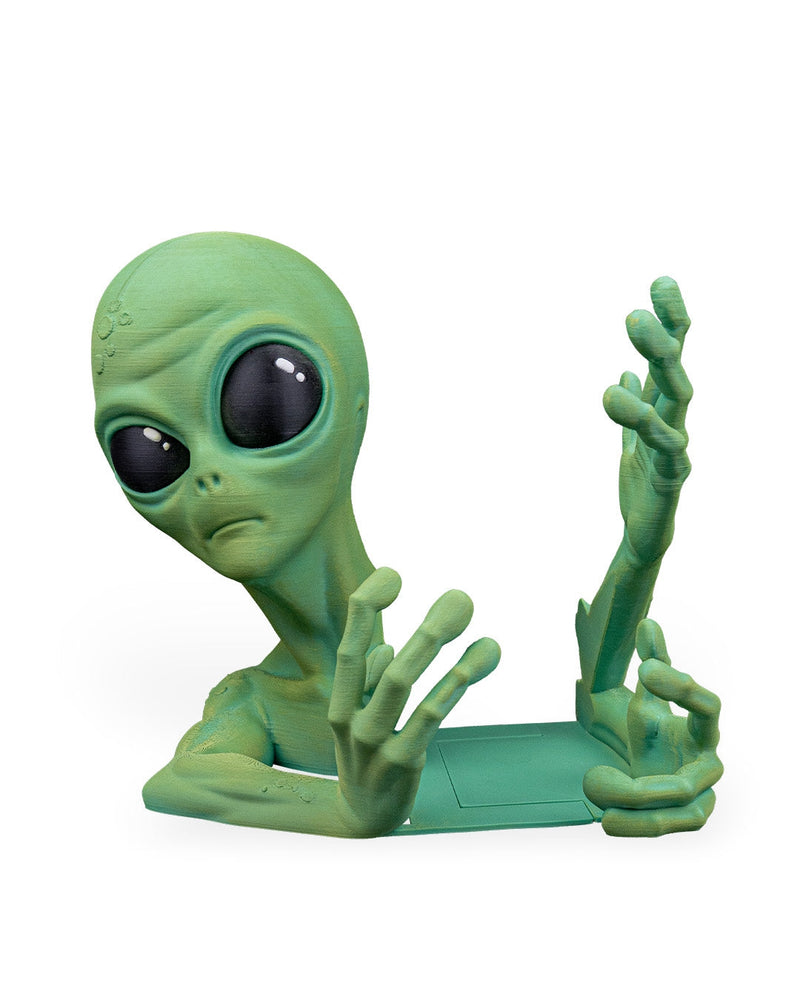 Green Alien Bookend Set | Funny 3D Printed Sci-Fi Shelf Decor