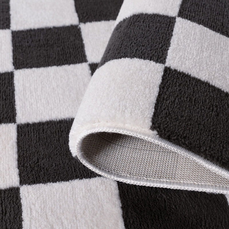 Loft Checkerboard Dark Grey Rug