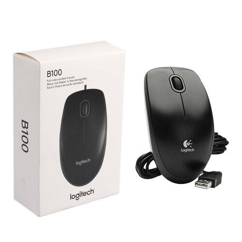 Logitech B100 Wired USB Optical Mouse Ambidextrous