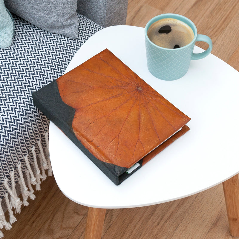 A6 Vegan Leather Lotus Leaf Notebook