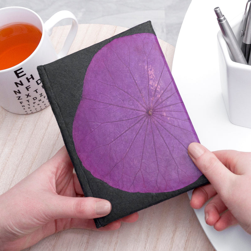 A6 Vegan Leather Lotus Leaf Notebook