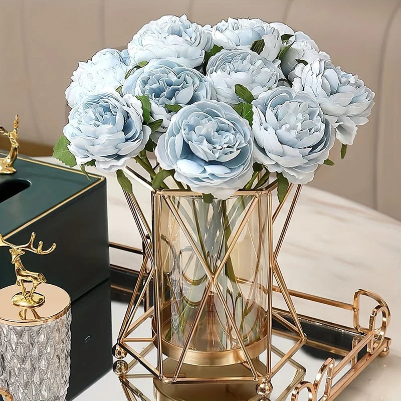 Luxury Wrought Iron Glass Vase Gold - Geometric Flower Hydroponic Home Decor Modern