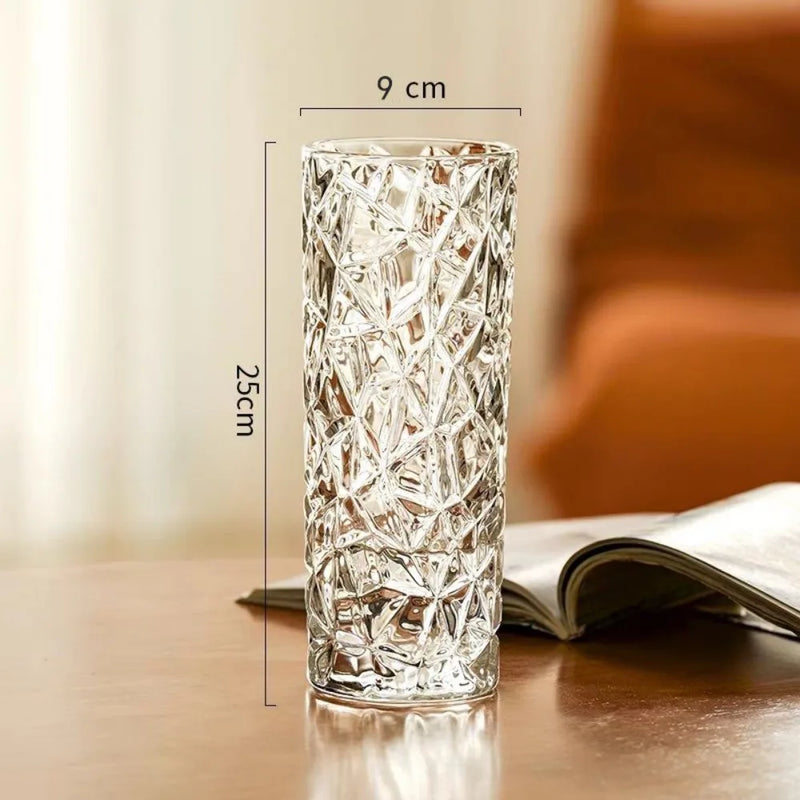 Luxury Glacier Pattern Glass Vase Transparent Hydroponic Decorative Vase Modern